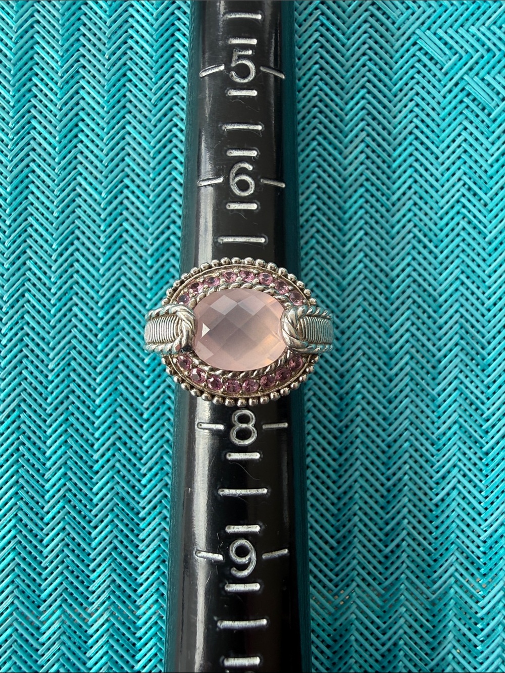 Judith Ripka Pink Quartz Sterling Silver Ring